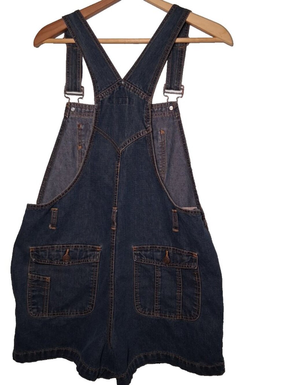 No Boundaries Denim Shortalls Juniors Large Blue Jean Shorts Overalls - Picture 2 of 16